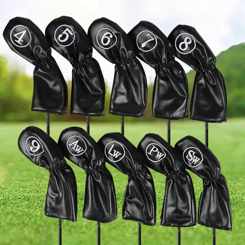10x Golf Club Headcovers Golfer 4 5 6 7 8 9 AW PW Lw SW Golf Iron Covers Set Golf Protector Club Wat