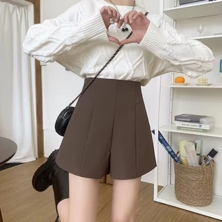 [จัดส่งจากกรุงเทพ] MAI กางเกงขาสั้นเอวสูง มีกระเป๋าข้าง ผ้าหนา ขนาดใหญ่ สีดำ สวมใส่สบาย