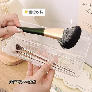 กล่องเก็บแปรงแต่งหน้าโปร่งใสที่ใส่ปากกาพลิกพลาสติกกล่องเก็บแบบพกพาสําหรับแปรงแต่งหน้าดินสอเขียนคิ้วแปรงสีฟันอเนกประสงค์เดินทางจัด