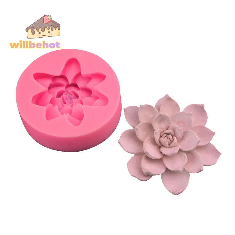 [WillbehotT] Succulent Flower Lotus ช็อกโกแลตซิลิโคนแม่พิมพ์ DIY Fondant Mousse เค้กเบเกอรี่แม่พิมพ์เรซิ่นยิปซั่มรถแม่พิมพ์ [ใหม่]