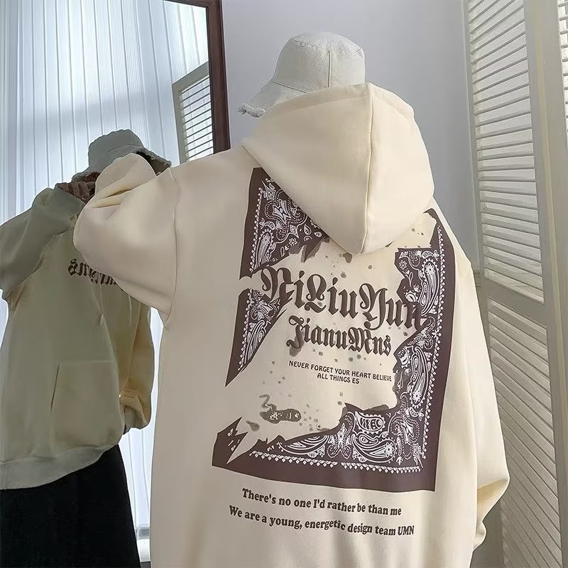 M-8XLNew American Creative Poker Card พิมพ์ Hoodie สําหรับชายแฟชั่นและอินเทรนด์ Street หลวมแจ็คเก็ตข