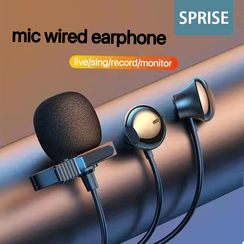 Sprise K10 เบสหูฟังแบบมีสายพร้อมไมโครโฟนแบบหนีบเสื้อเสียงรบกวน Cancelling HiFi Live ชุดหูฟัง Earpiece Universal 3.5 มม./TypeC