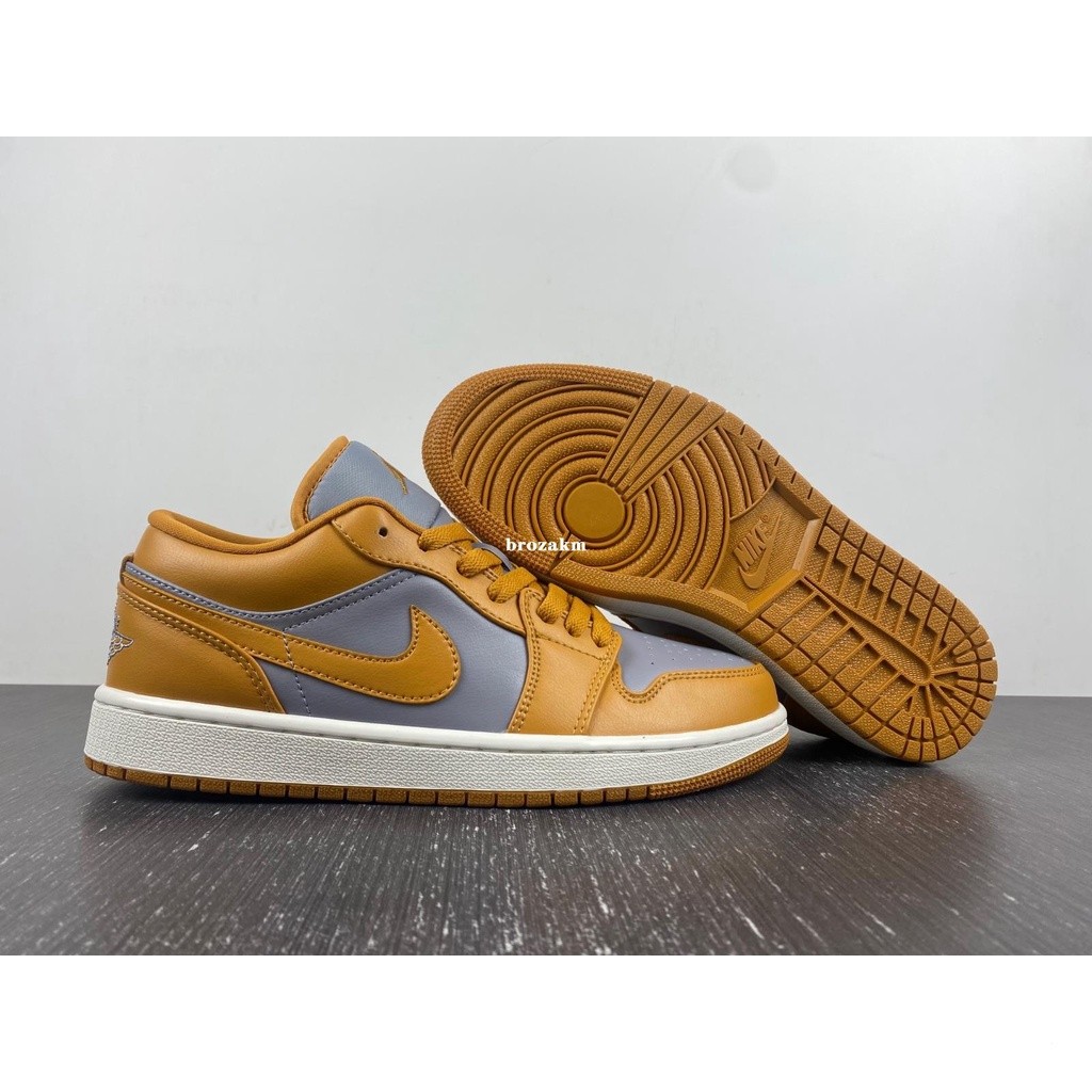 AIR A/J 1 LOW CHUTNEY Mustard Turmeric Grey Classic Skateboard Shoes 0774-020