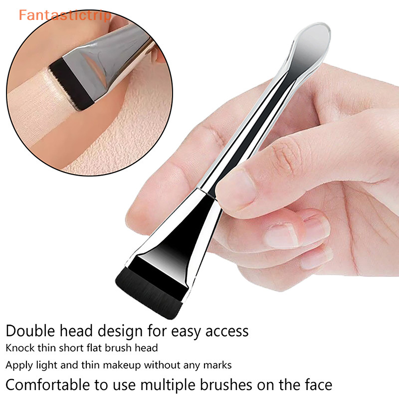Fantastictrip Silver Fish Tail Foundation Brush น้ําหนักเบาและบาง Face Contour Brush Flat Contour Brush แปรงรองพื้นครีมแฟชั่น
