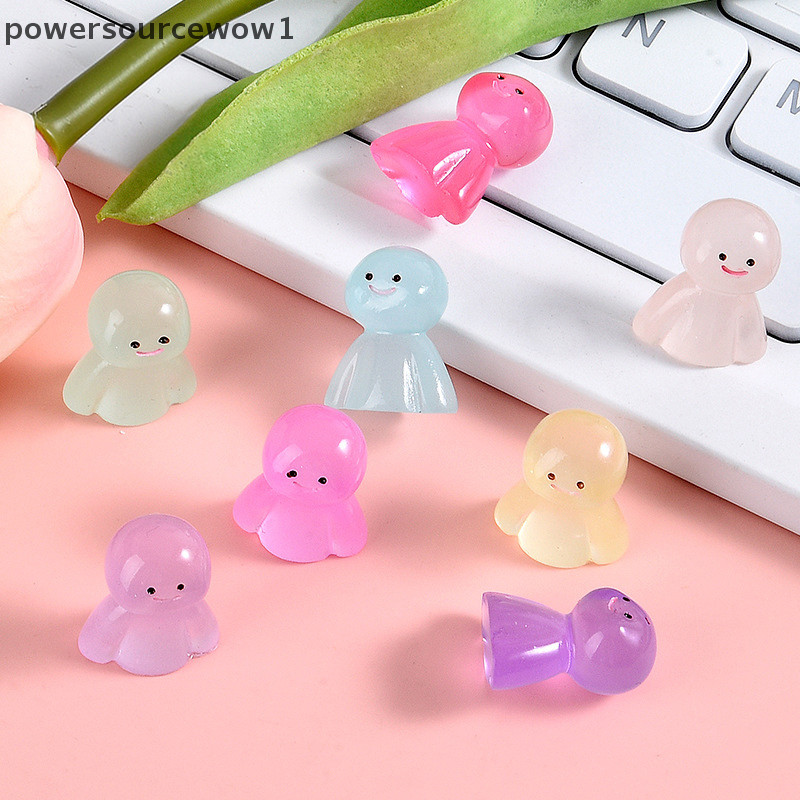 Wow 10 ชิ้นตุ๊กตาเรซิ่นเรืองแสงใน Dark Miniature เครื่องประดับสําหรับ DIY Garden TH