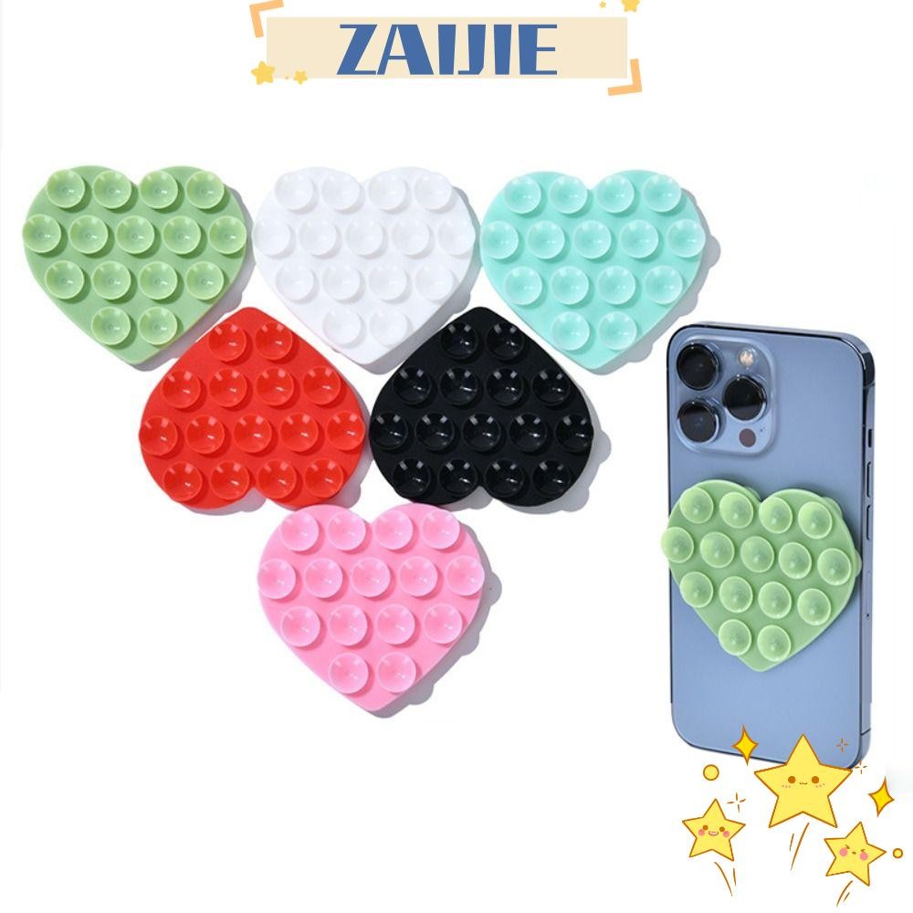 Zaijie24 Sucker Support, ซิลิโคน Sucker การดูดซับที่แข็งแกร่งถ้วยดูด, รูปหัวใจแฮนด์ฟรีทนทานอุปกรณ์เสริมโทรศัพท์ Universal