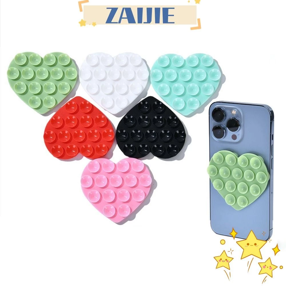 Zaijie24 Sucker Support, ซิลิโคน Sucker การดูดซับที่แข็งแกร่งถ้วยดูด, รูปหัวใจแฮนด์ฟรีทนทานอุปกรณ์เสริมโทรศัพท์ Universal