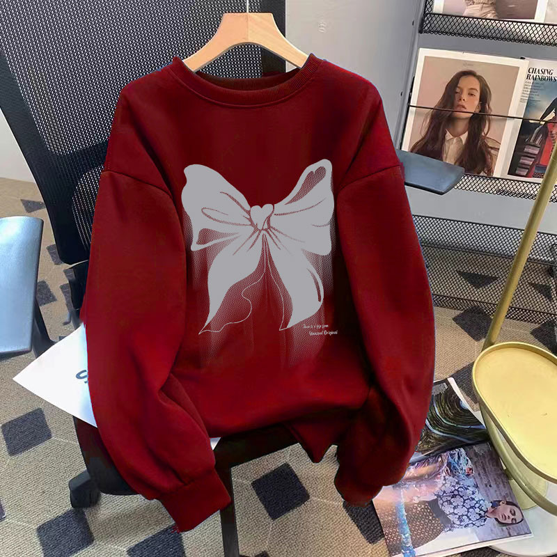 เวอร์ชั่นเกาหลีใหม่แขนยาวเสื้อกันหนาวหมวกผู้หญิง/ผู้ชายขนาดใหญ่4เอ็กแอลหลวมคอกลมเสื้อกีฬา