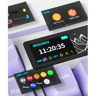 ภาษาไทย AK980 คีย์บอร์ดไร้สายพร้อมหน้าจอสี TFT ลูกบิดโลหะ 800mAh แบตเตอรี่สามโหมด Link แบบมีสายบลูทูธ 2.4G 5 ชั้นเติม Silencer