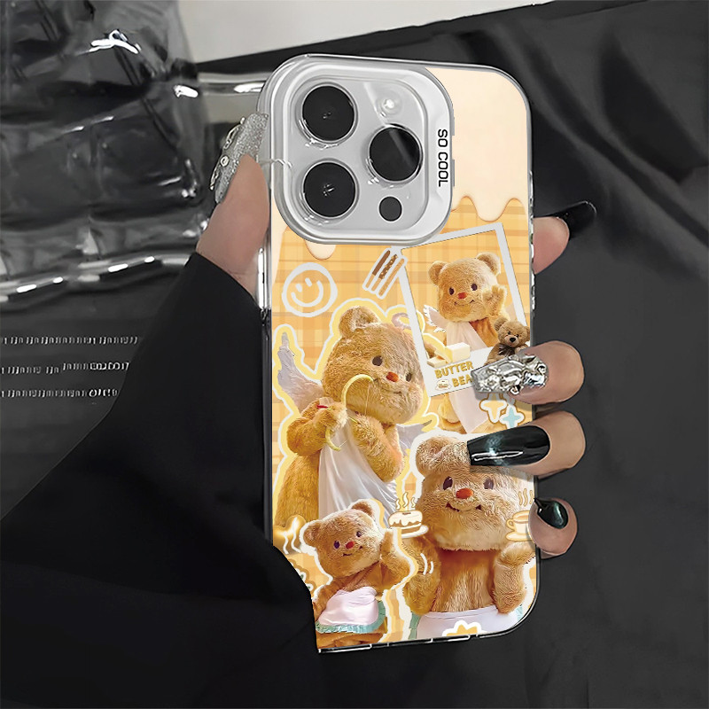 สำหรับ IP Case iPhone 11 13 12 14 15 Pro MAX 8 7 14 15 6S Plus XR XS MAXกรอบรูปการ์ตูนButterbear IMDกรณีโทรศัพท์โฮโลแกรม