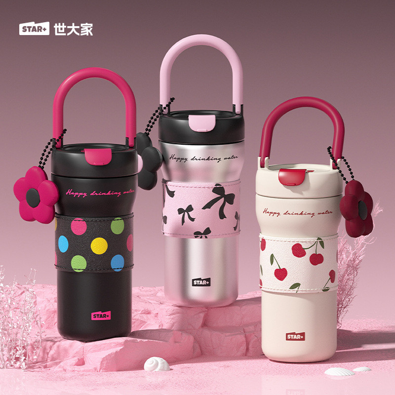 STAR+ Tumbler เชอร์รี่ แก้วน้ำเก็บความเย็น แก้วน้ํา 316 สแตนเลส 680ML/720ML กระติกน้ําร้อน