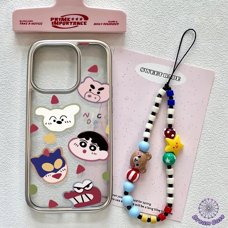 การ์ตูนตลกสีเทียนเคสชินชานเข้ากันได้กับ IPhone 14 11 12 15 13 Pro Max 7Plus 8 7 14 15 Plus XR X XS MAX SE 2020