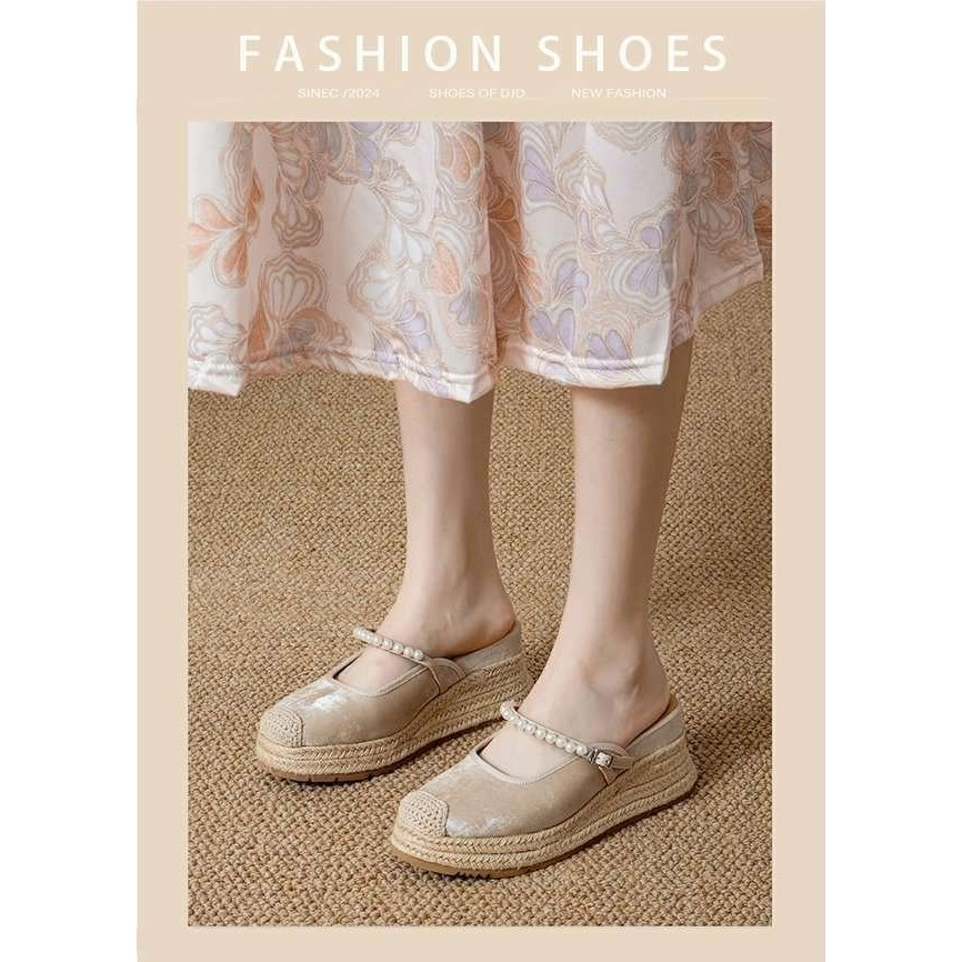 ลิ่ม ส้นรองเท้าแตะผู้หญิงเวอร์ชั่นเกาหลีแฟชั่นทอนิ้วเท้าปกระบายอากาศรองเท้าแตะส้นสูงลําลองขนาด35-40 - รูปที่ 6