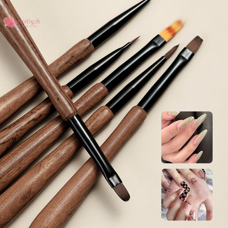 Renbg ปากกาแต่งเล็บ Gourd ปากกาวอลนัท Sandal Rod ดึงสาย Paing ดอกไม้ Hook Line Paing Gradient Smudge Light Therapy แปรง TH