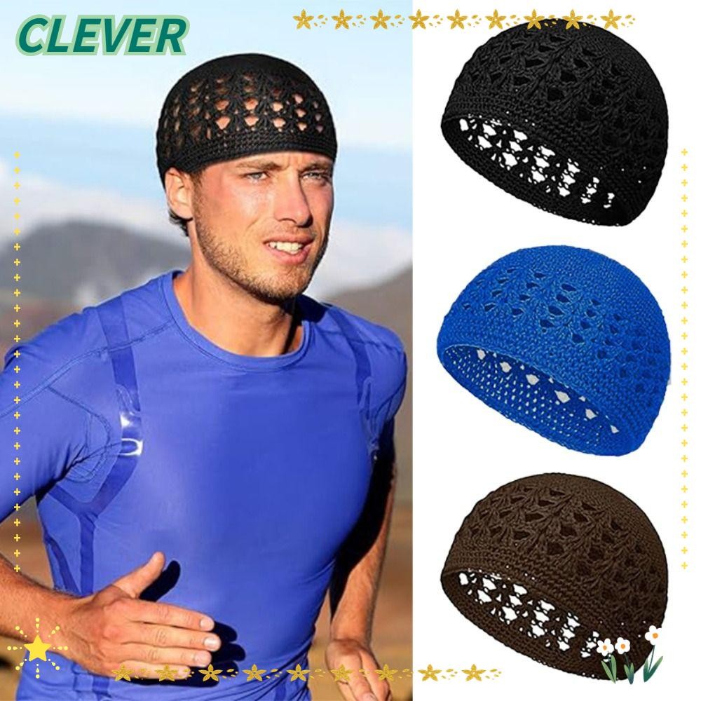 Clever โครเชต์หมวกหมวก, Handmade ถัก Kufi หมวก, Winer อบอุ่นยืดสีทึบผ้าฝ้าย Skull หมวกสําหรับมุสลิม
