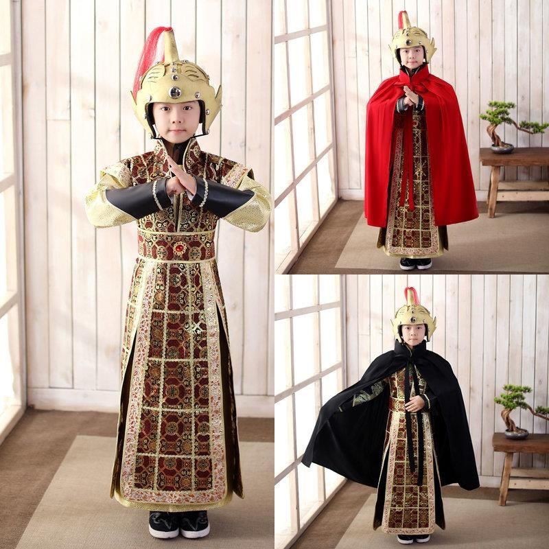 เครื่องแต่งกายโบราณเด็ก Hanfu ทั่วไป Tang Dynasty เครื่องแต่งกายเกราะ Trobe Marshal Boys สไตล์โบราณละครเครื่องแต่งกายเสื้อคลุม/8.26