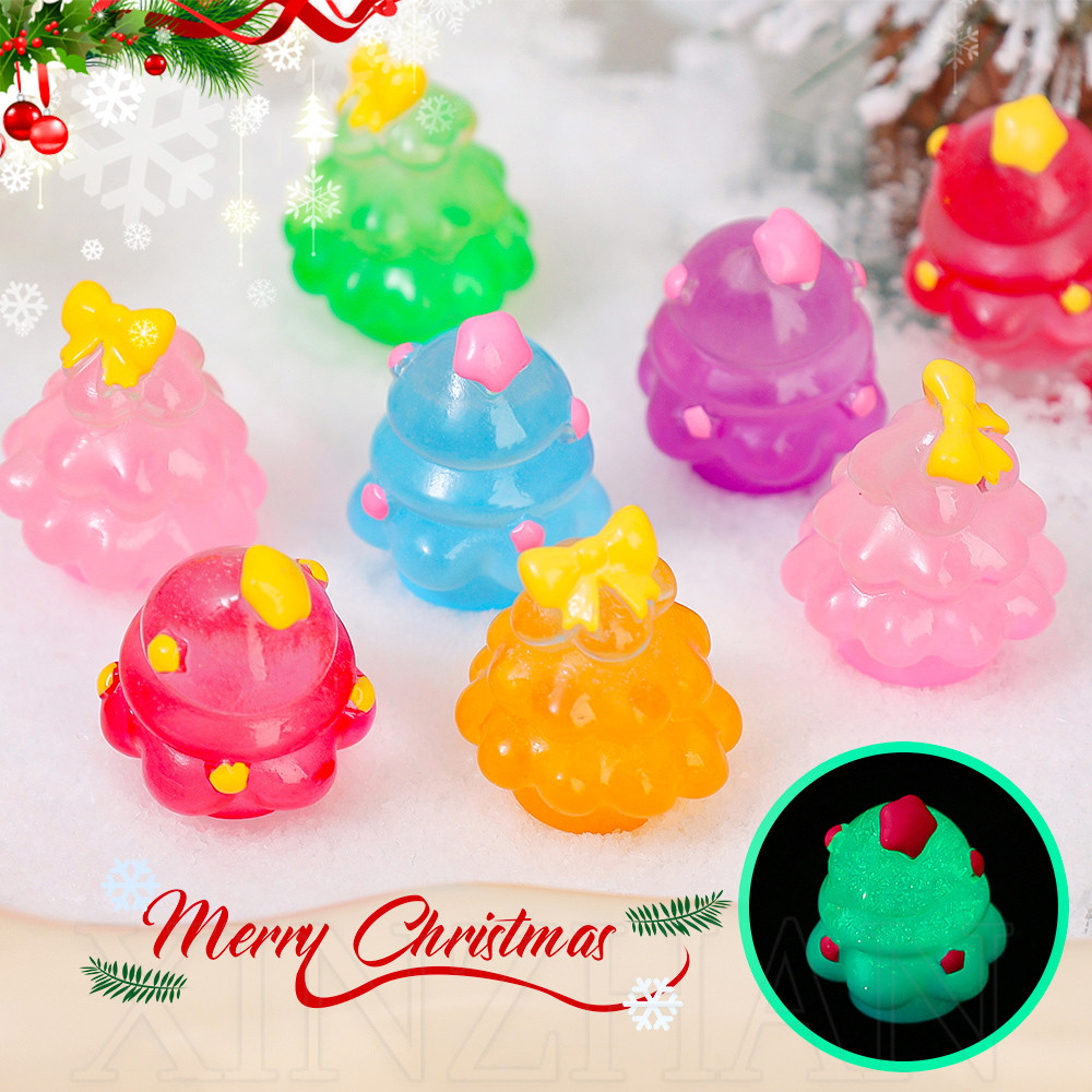1/3 ชิ้น Luminous Christmas Tree Miniature - มินิน่ารักเครื่องประดับต้นไม้โปร่งแสง - Merry Christmas ตกแต่งบ้าน - เรืองแสงใน Night Desktop Decors - เรซิ่นภูมิทัศน์หัตถกรรม