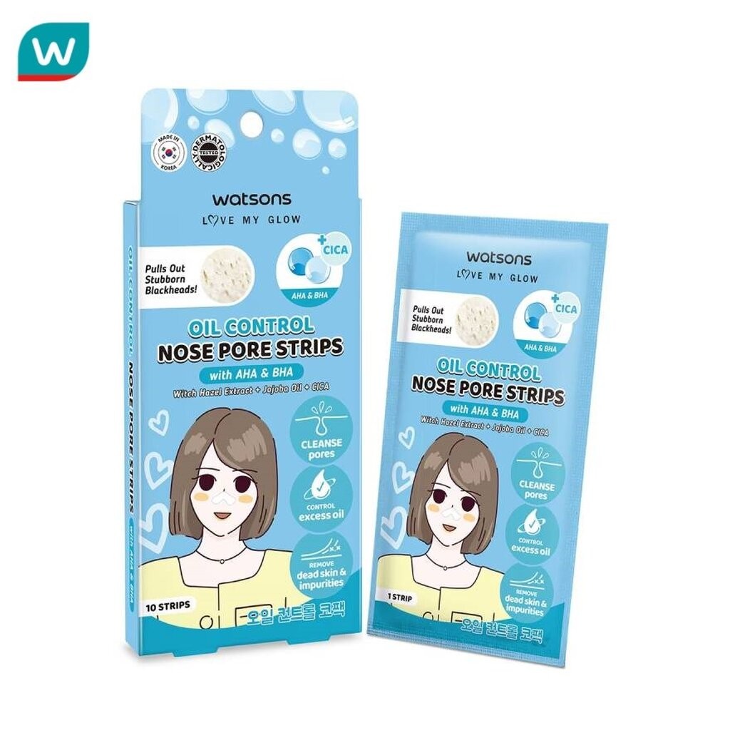 Watsons วัตสัน ออยล์ คอนโทรล โนส พอร์ สตริปส์ วิธ เอเอชเอ บีเอชเอ 10 แผ่น.