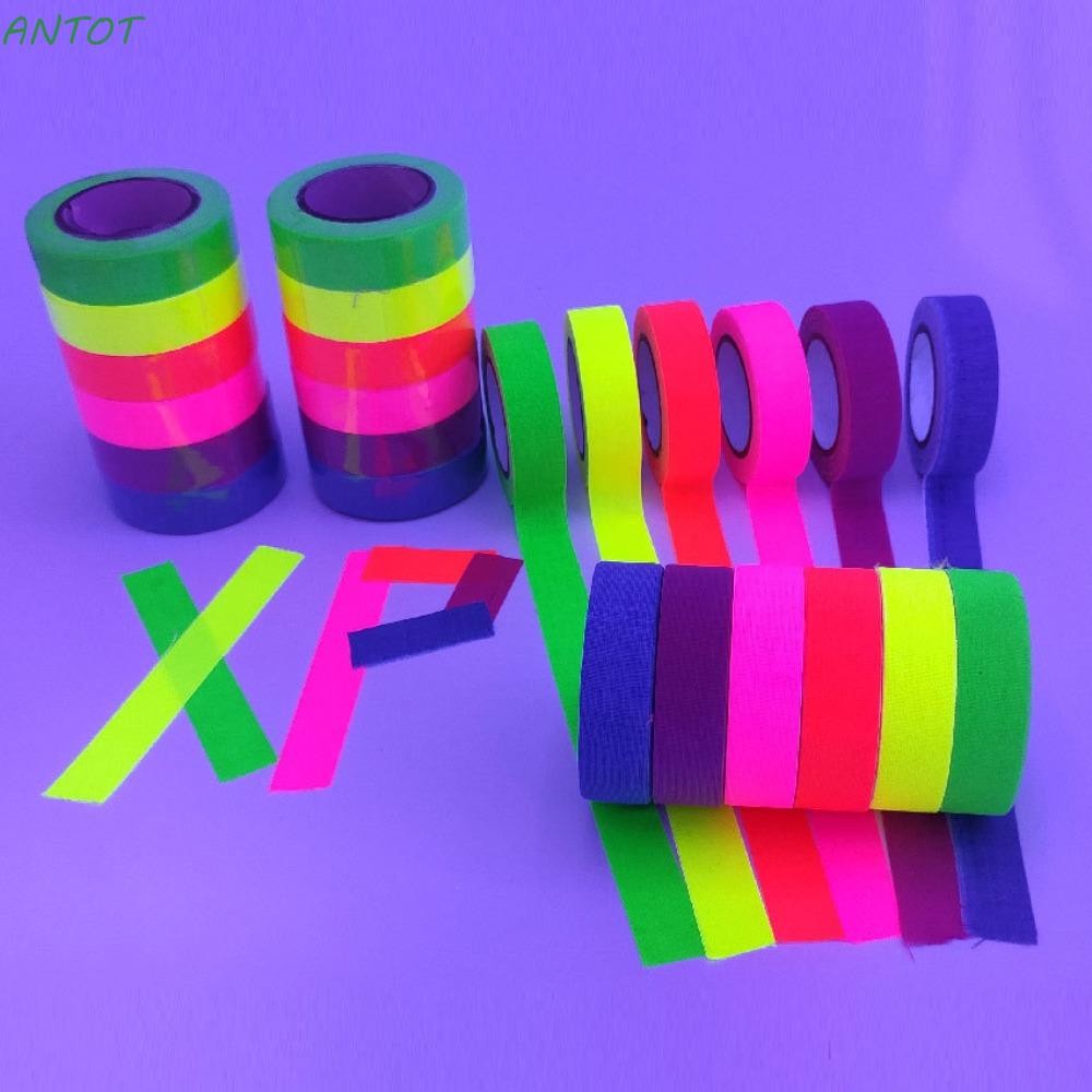 Antot เทปผ้าปัดนีออนกาวเรืองแสงด้วยตนเองในเทปอัด UV สีเข้ม, ตกแต่ง 5 เมตร 6 สีเทปเรืองแสงไม่สะท้อนแสง Home