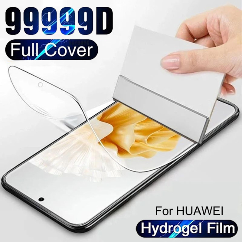 คลุมทั้งหมดฟิล์มไฮโดรเจล สําหรับ Huawei Pura 70 P50 P40 P30 P20 Pro Plus Pura 70 Ultra P30 Lite Mate 60 50 40 30 20 10 Pro Nova 12i 11i 12 11 10 7 Pro 9 SE 3 3i 5T 7i 8i 12S Y6 Y7 Pro Y6P Y7P Y7A Y9S Y9 Prime 2019 ป้องกันหน้าจอฟิล์มไม่ฟิล์มนุ่ม แก้วแก้ว