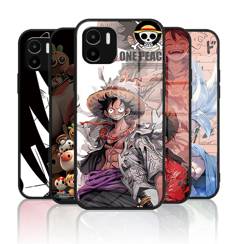 เคสกระจก Xiaomi redmi A1 / redmi A2 เคสกระจกนิรภัยฮาร์ดฝาหลังขอบซิลิคอนอ่อน