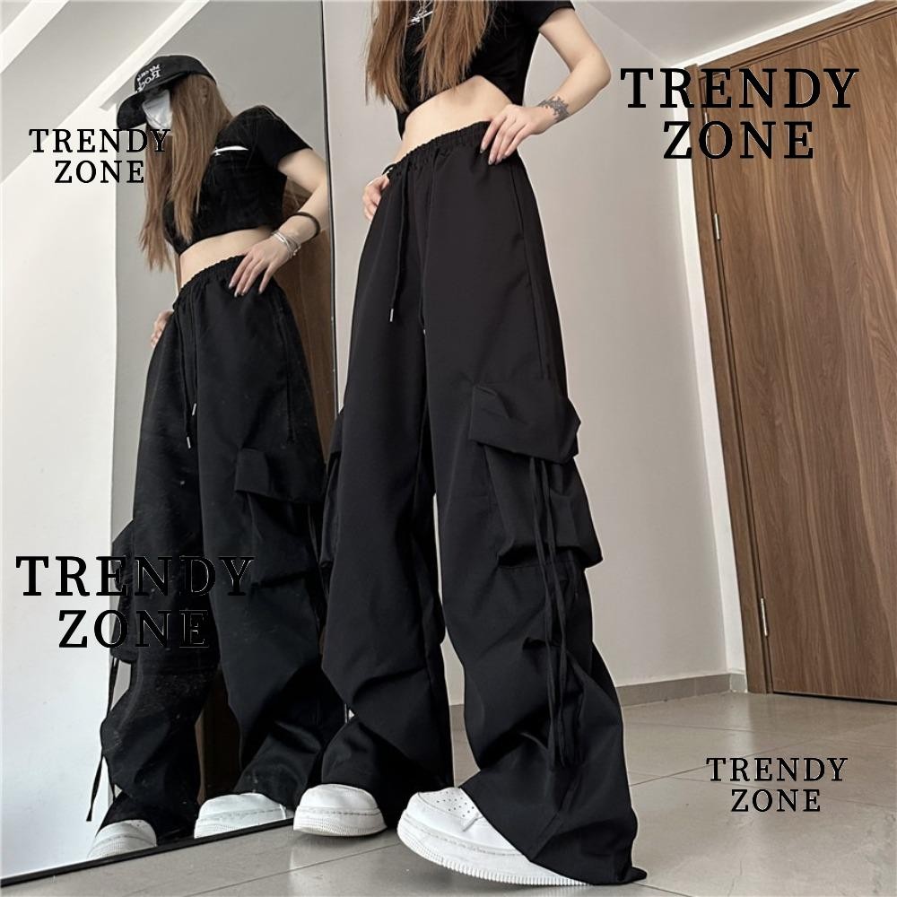Trendyzone กางเกงลําลอง, แฟชั่นฤดูร้อนกางเกงทํางานขากว้าง, หญิงหย่อนคล้อยความรู้สึกตรงกระบอกเอวสูงกางเกงกระชับสัดส่วน