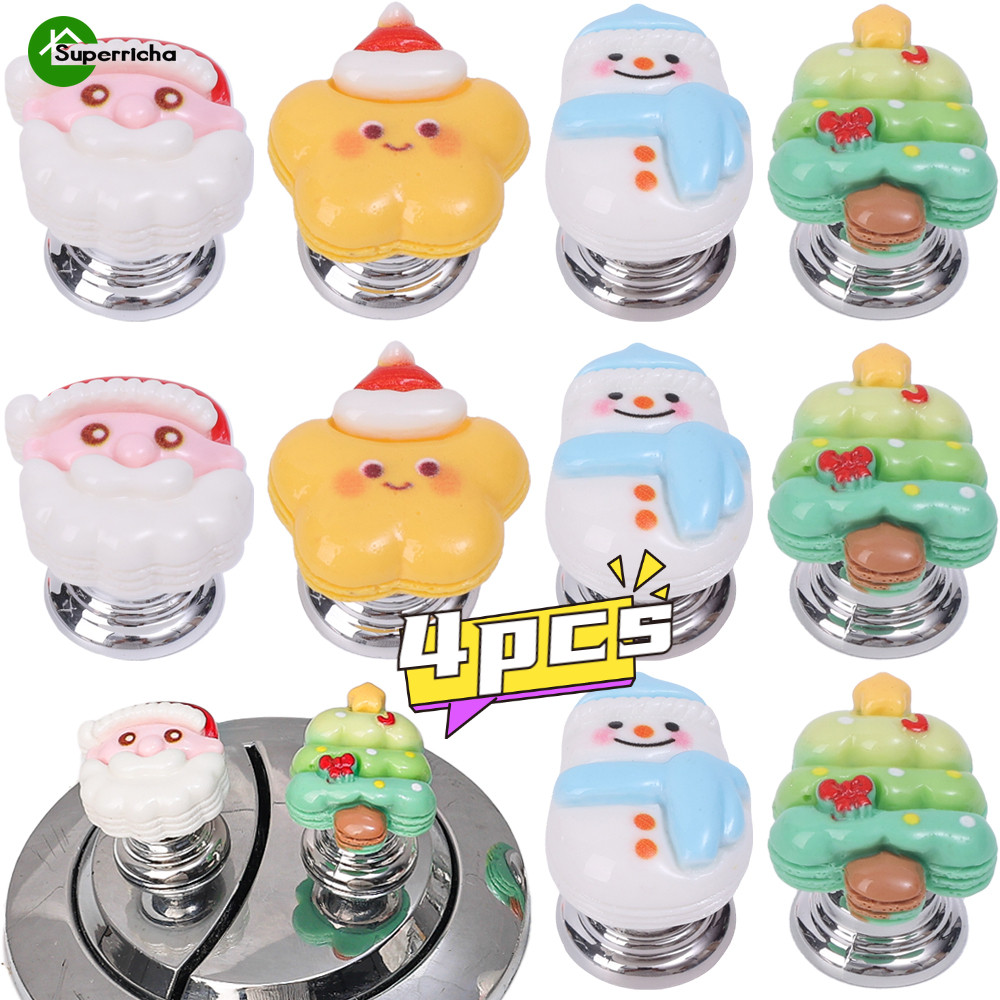 ปุ่มกดห้องน้ําคริสต์มาส 1/4 ชิ้น - น่ารัก, การ์ตูน, หลายสไตล์ -ตู้ลิ้นชักตู้ลิ้นชักตู้มือจับประตูตกแต่ง - อเนกประสงค์, ตัวเอง-กาว -ปิดเครื่องมือฝาดึง