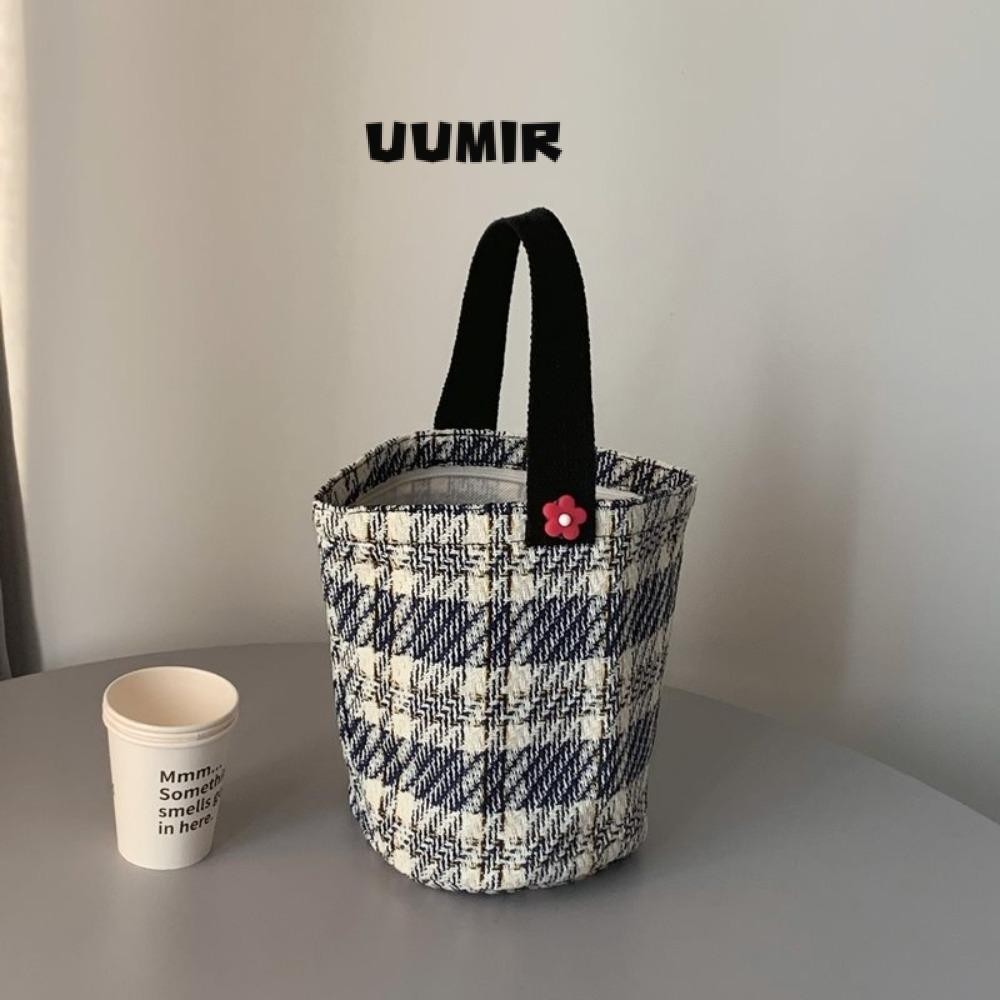 UUMIR กระเป๋าถือผ้าแคนวาส, กระเป๋าผ้าแคนวาสสไตล์เรโทร, กระเป๋าถือวินเทจทรงถังพิมพ์ลายดอกไม้ผู้หญิง