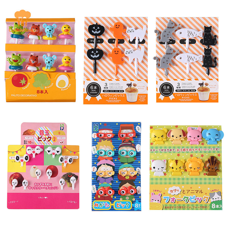 Ckfr มินิสัตว์การ์ตูนส้อมผลไม้เด็กขนมเค้กขนมอาหารส้อมผลไม้ใหม่