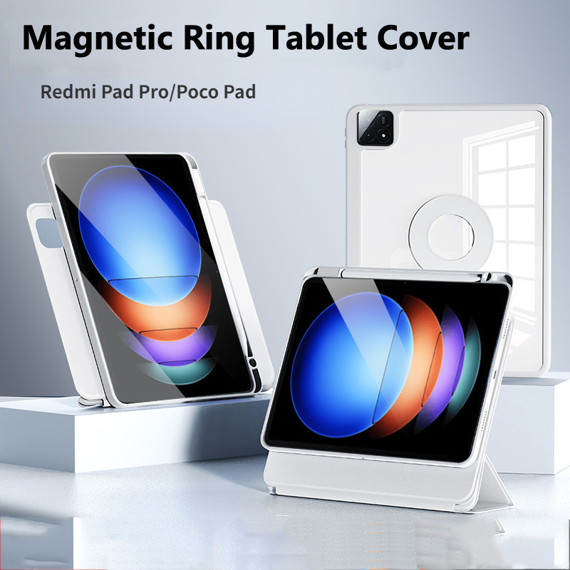 สําหรับ Redmi Pad Pro 5G 12.1 นิ้ว 2024 สําหรับ Xiaomi Poco 5G Pad 5 Pro 11 นิ้ว 6S Pro 12.4 6 11 2023 กรณี 360° ฝาครอบหมุนพร้อมที่วางปากกา