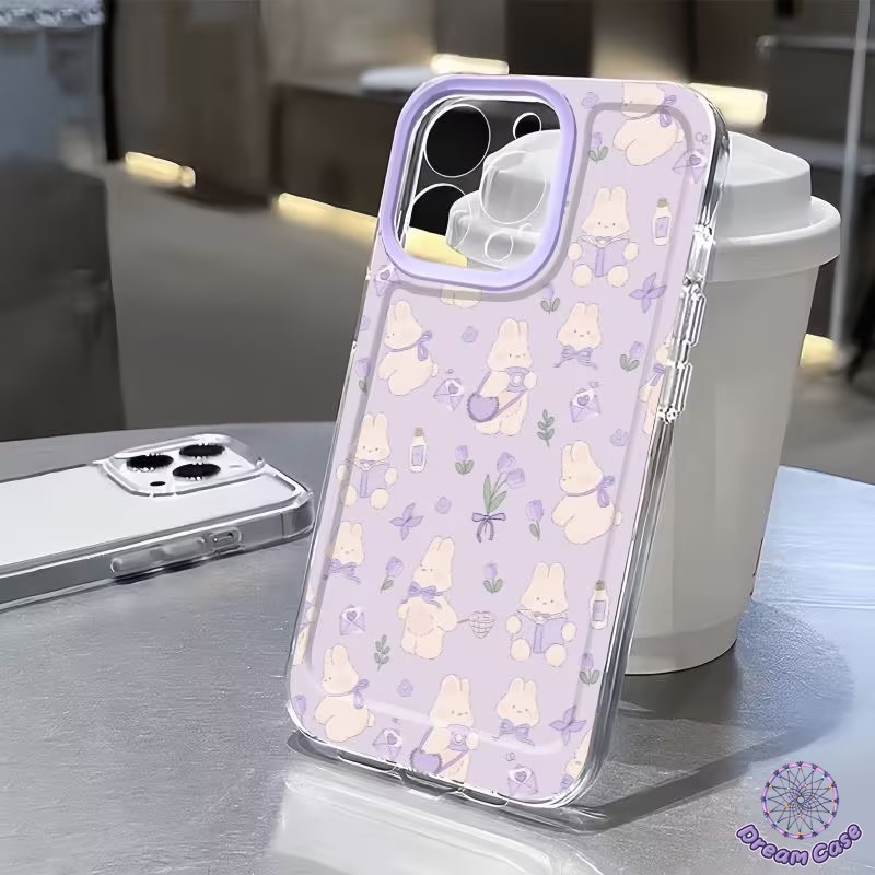 การ์ตูนกระต่ายน่ารักดอกทิวลิปสีม่วงเคสสำหรับ VIVO Y36 Y12s Y20 Y12 Y21s Y21 Y91 Y22 Y02 Y16 Y15 Y27 Y33s Y17s Y12i