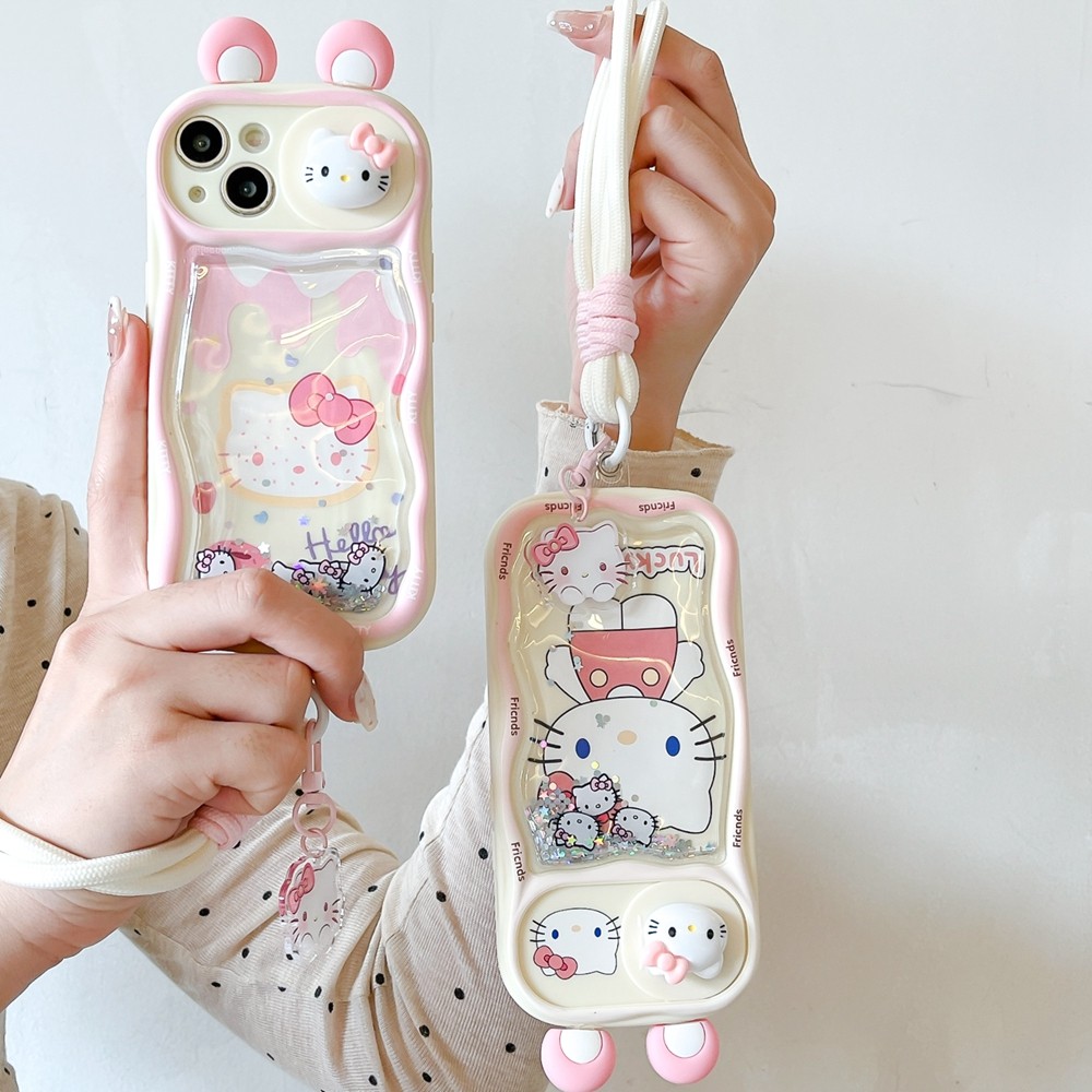 หน้าต่างบานเลื่อนทรายไหล Doughnut Kitty เหมาะสําหรับ Apple 14 Promax เคสโทรศัพท์ IPhone 15 น่ารัก 13 Pro เลนส์แพคเกจ 12 พรีเมี่ยม 11 นุ่ม 15 Plus