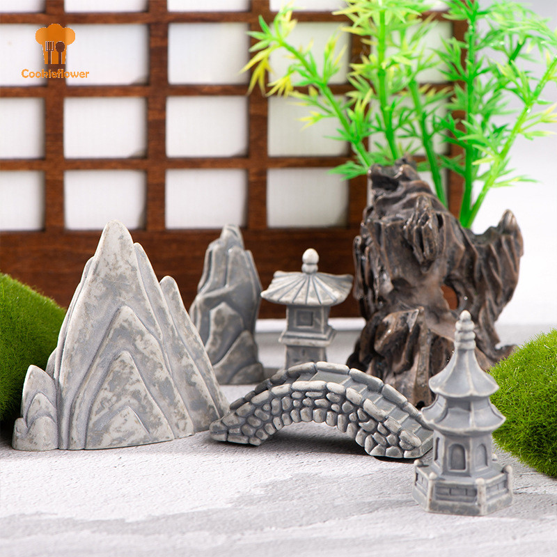 CKFR Rockery Stone Tower House Home Decor Miniature Fairy Garden เครื่องประดับอุปกรณ์ตกแต่งงานฝีมือใหม่