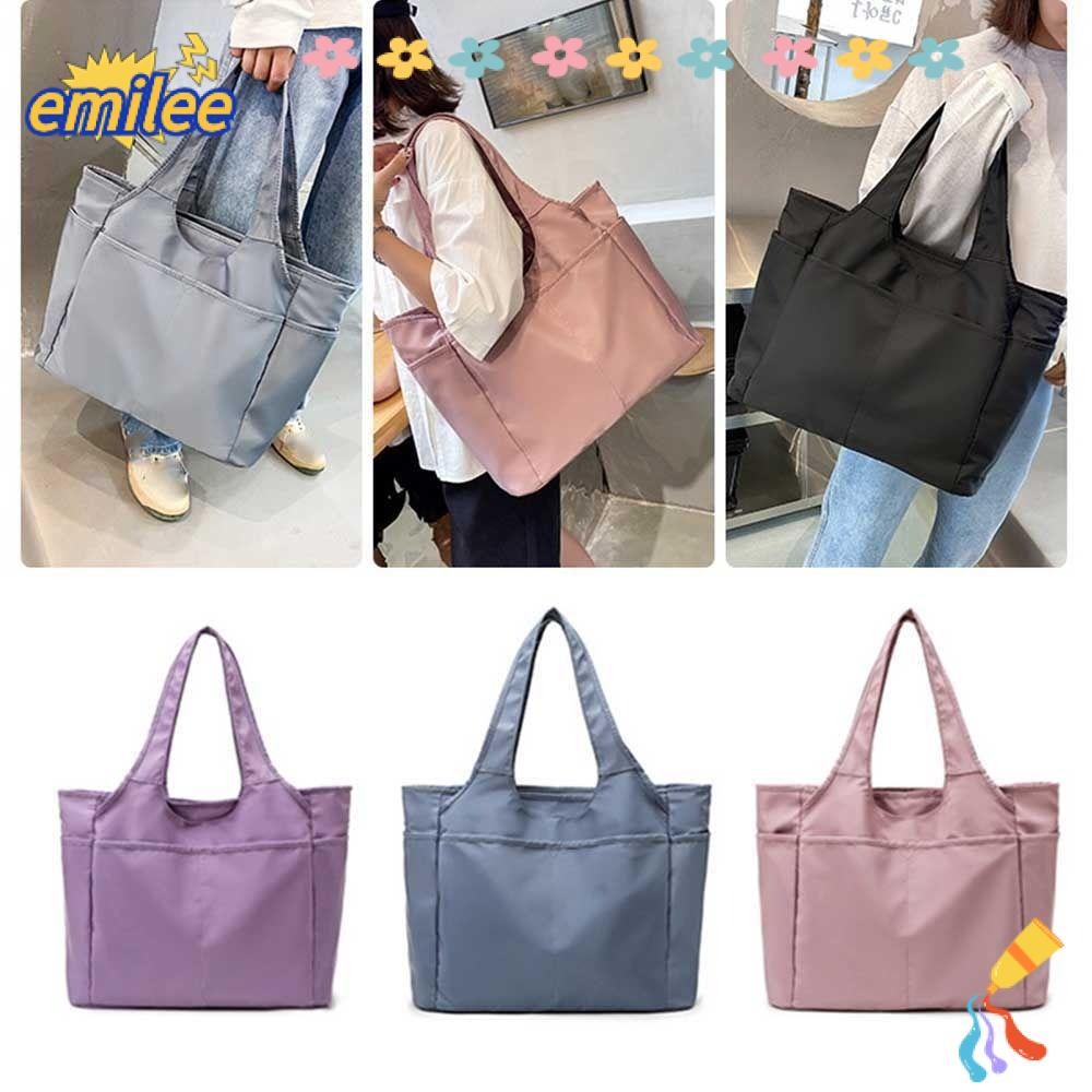 เอมิลี กระเป๋าสะพายไหล่,กระเป๋าโท้ทสีทึบ,ลําลองนํามาใช้ใหม่ความจุขนาดใหญ่น่ารักถุงช้อปปิ้งผู้หญิง