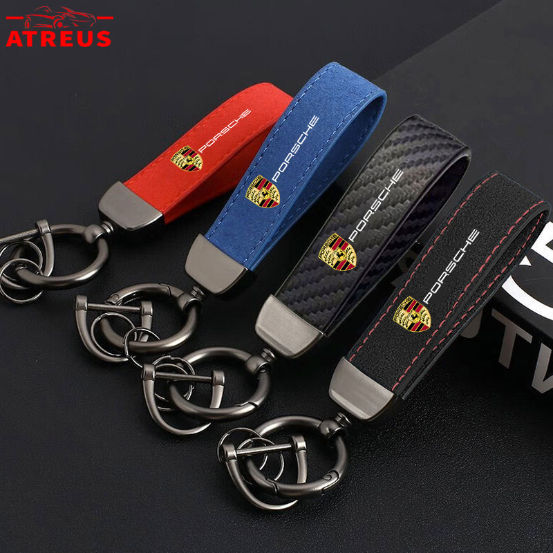 Porsche พวงกุญแจรถยนต์ เกรดสูง พวงกุญแจ แฟชั่นหนัง PU คุณภาพสูง พวงกุญแจหนัง สำหรับ Porsche Cayenne 
