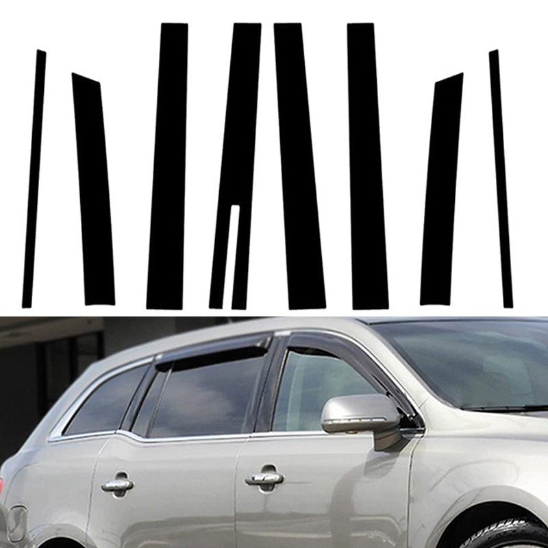 ^ใหม่^ 8 ชิ้นกระจกผลประตูรถคอลัมน์กลางหน้าต่างศูนย์ BC เสาโพสต์ฝาครอบสําหรับ Lincoln MKT 2010-2019