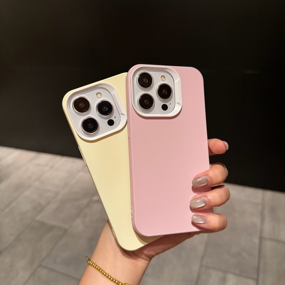Simple Macaron สีเหมาะสําหรับ IPhone 15Promax Apple 14 เคสโทรศัพท์ 13pm ใหม่สีทึบ 15Pro Soft Case 12 Anti Drop 11