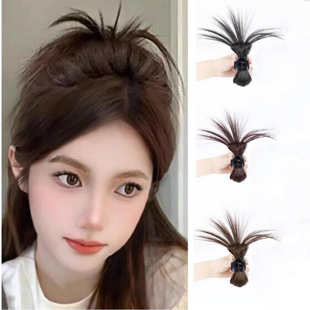 แฟชั่นผมหางม้าสูงสาววิกผมหัวบอลไก่ขนนกหัวยุ่งบุญไก่รังคริสตัลผีเสื้อคลิป