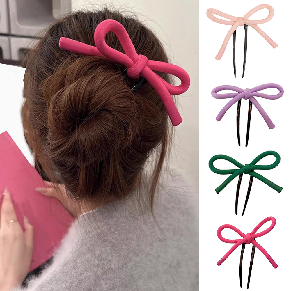 มือผูกโบว์ผมส้อมกิ๊บริบบิ้นคลิป U-Shaped Pin อุปกรณ์เสริมขนาดใหญ่ Bowknot Sticks เกินจริงบุคลิกภาพ DIY เรียบง่ายหวานน่ารัก Elegant