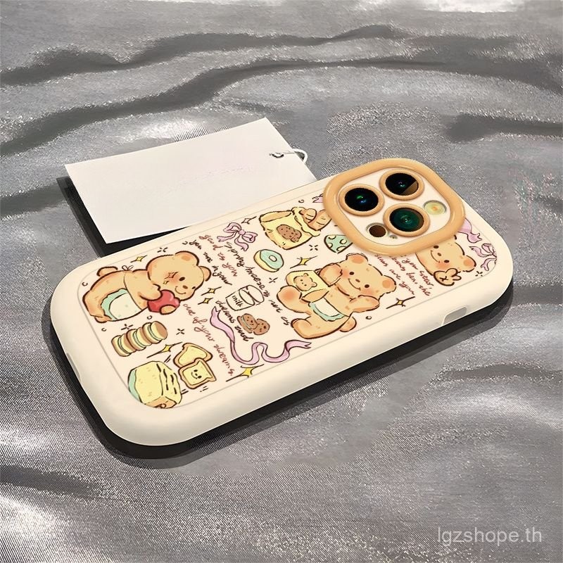 เนยหมีแอปเปิ้ล13pro เคสมือถือพัฟซิลิโคนนิ่มหุ้มทั้งเครื่องเคสกันกระแทกบุคลิกภาพมูลค่าสูง kcxn