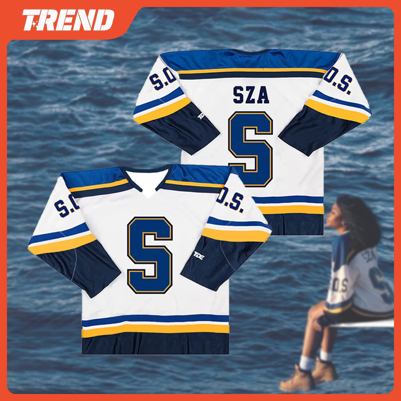 Sza SOS Merch Jersey Blind อัลบั้มใหม่หลวมแขนยาวเสื้อยืดผู้ชายและผู้หญิง Vintage Plus ขนาดแฟชั่นสบายๆ Street V คอเสื้อแขนยาว
