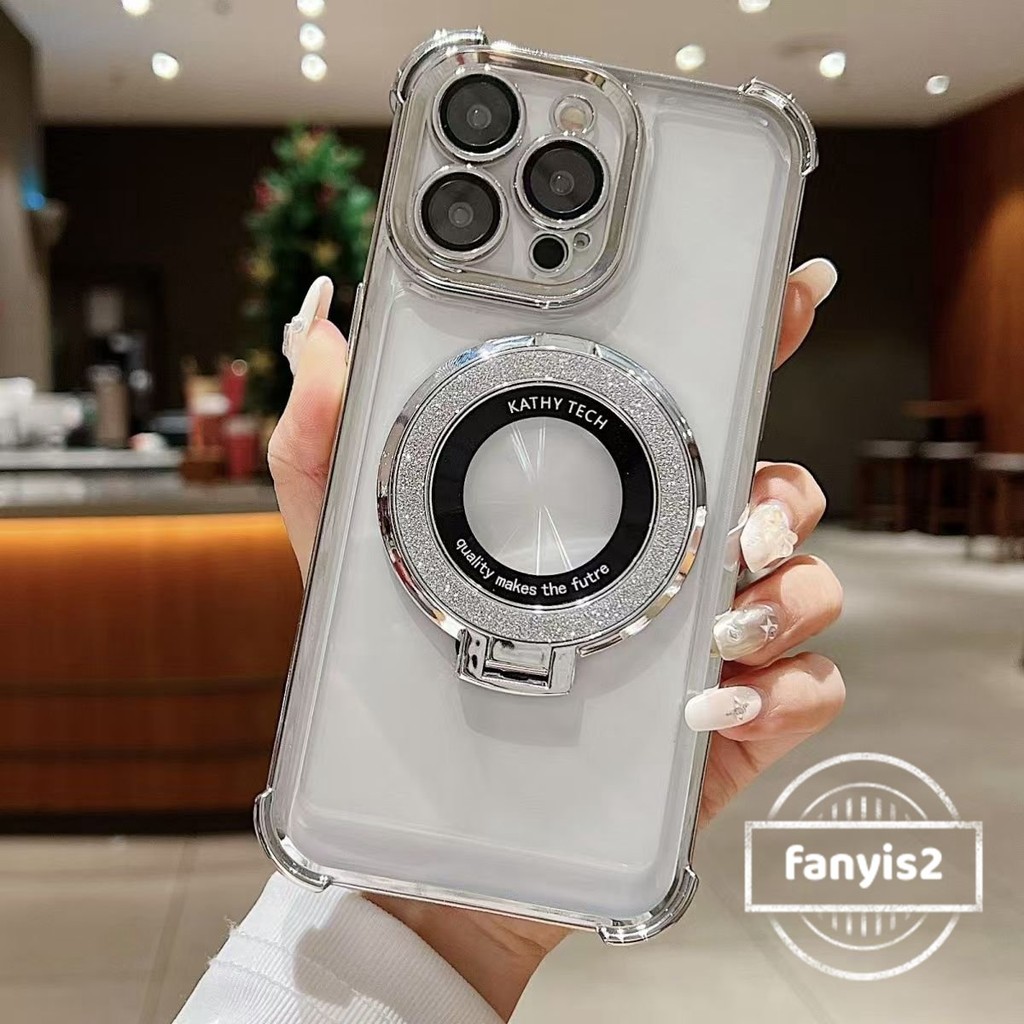 สําหรับvivo Y18 Y03 Y28 Y27S Y17S Y16 Y20I Y21 Y33 Y20 Y12S Y12A Y36 Y02T Y50 Y51 V29 Y11 ปลอกGlitterวงเล็บแม่เหล็กโทรศัพท์กรณีป้องกันการล่มสลายชุบถุงลมนิรภัยล้างสี่มุมฝาครอบ