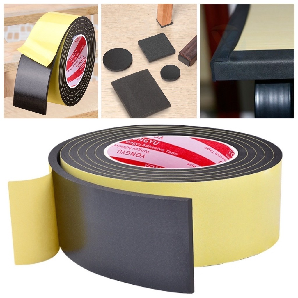 😋 เทป EVA เทปโฟม เทปฟองน้ำ กาวในตัว กันเสียง ลดเสียง กันฝุ่น กันกระแทก ซีลลำโพง ขอบประตู หน้าต่าง ขาเก้าอี้ ยาว 2 เมตร 😋