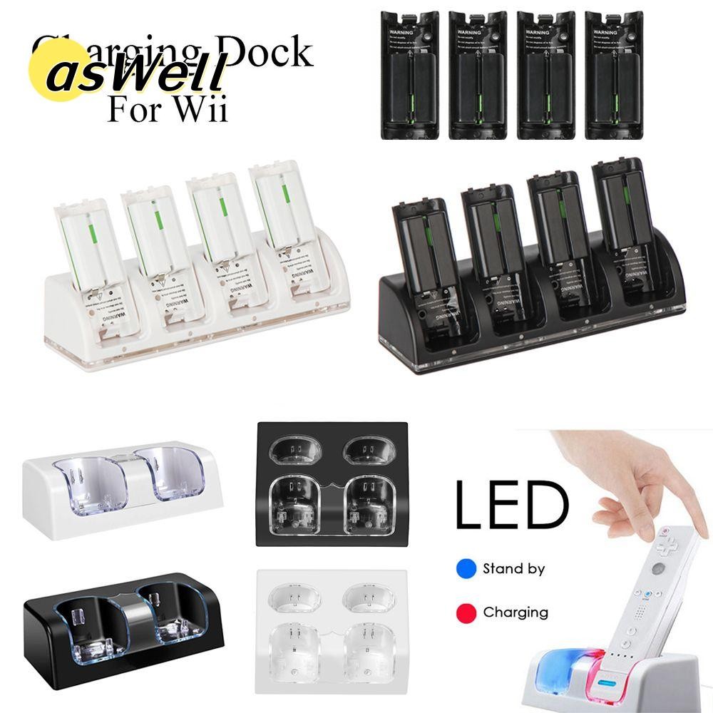 Aswell สถานีชาร์จ Universal เปลี่ยนแบบพกพาพร้อมแบตเตอรี่ชาร์จสําหรับรีโมทคอนโทรล Wii