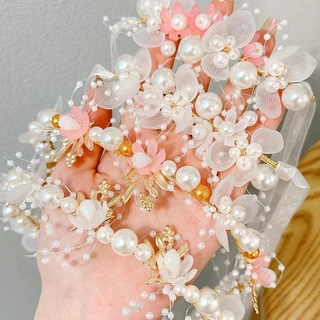 👑พร้อมส่ง👑 มงกุฎดอกไม้สาย สำหรับเจ้าหญิง ✨ ดีไซน์หรูหราพร้อมโบว์ซาติน ✔ ชุดแต่งงาน-วันเกิด-ถ่ายรูป