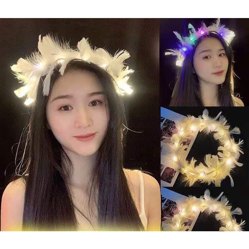 พร้อมส่งในไทย มงกุฎขนนก มีไฟ LEDสวยมาก พร้อมส่งในไทย กรุณาสั่งสินค้ามากกว่า1ชิ้นรวมสินค้าอื่นในร้านได้