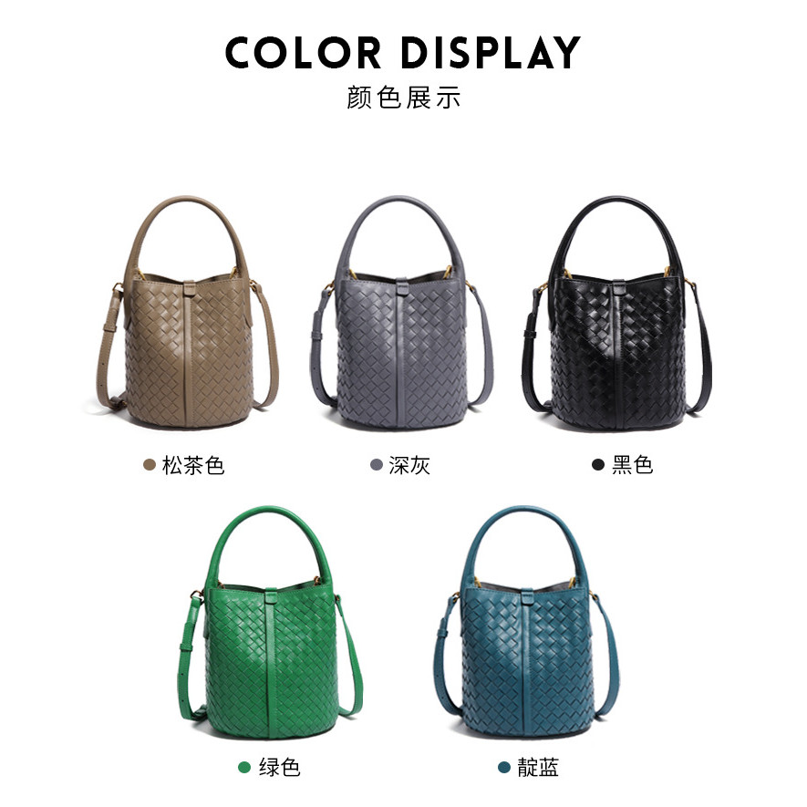 ใหม่ทอถุงแม่ย่อยอินเทรนด์สีทึบถังกระเป๋าเลดี้สบายๆกระเป๋าคลัทช์ผู้หญิงสลิงกระเป๋ากับกระเป๋า