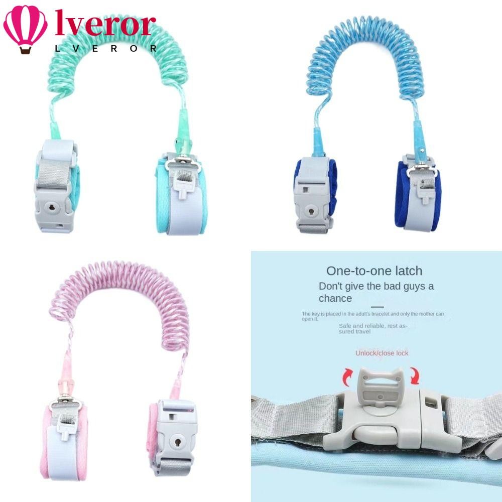 เลเวอร์ สายจูงเด็กวัยหัดเดิน, สีฟ้าสีชมพู 6.56ฟุต ลิงค์ข้อมือป้องกันการสูญหาย, หัวหมุนพร้อมกุญแจล็อคอุปกรณ์ช่วยเดินเด็กสายรัดนิรภัยส