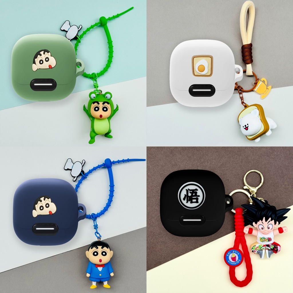 For Anker Soundcore Liberty 4 NC Case Cartoon Crayon Shin-chan Keychain Cute Robot Soundcore Liberty 4 NC Silicone Soft Case Protective Cover