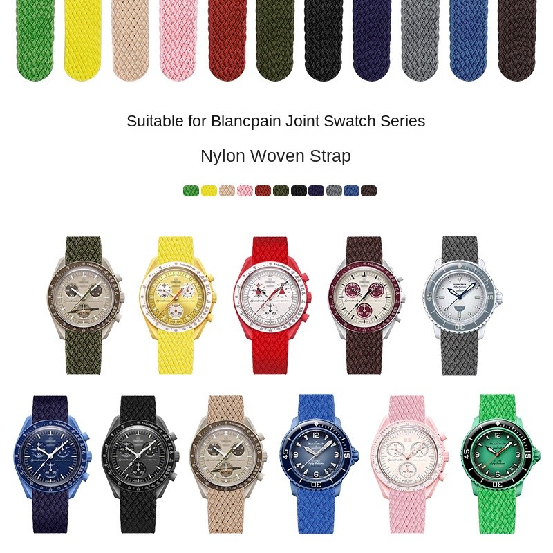 Nato สายไนลอนสําหรับ Omega S-Watch Co-branded นาฬิกาไนลอนสําหรับ MoonS-Watch Landing พลูโต Saturn นาฬิกาสร้อยข้อมือ 14 มม.16 มม.18 มม.20 มม.22 มม.
